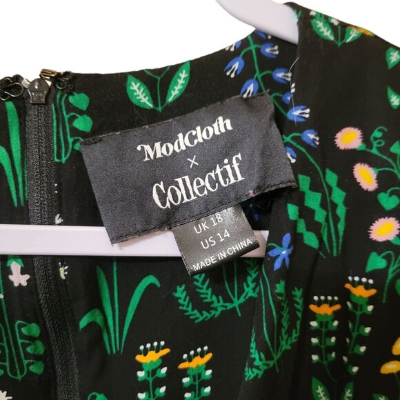 Collectif X ModCloth Titta Greenhouse Floral PlaySuit US 14/UK 18 Ruffled Sleeve - Picture 2 of 16